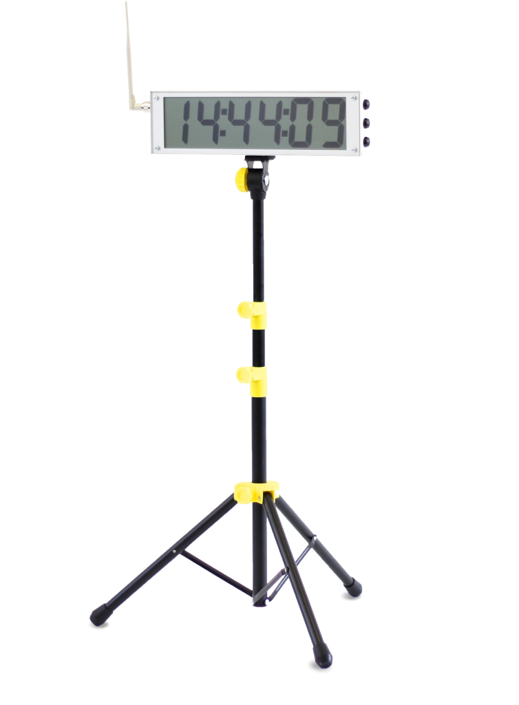 Tendo Sprint System, the timing system Display Board by Tendo Sport attached to a tripod showing speed results of an athlete