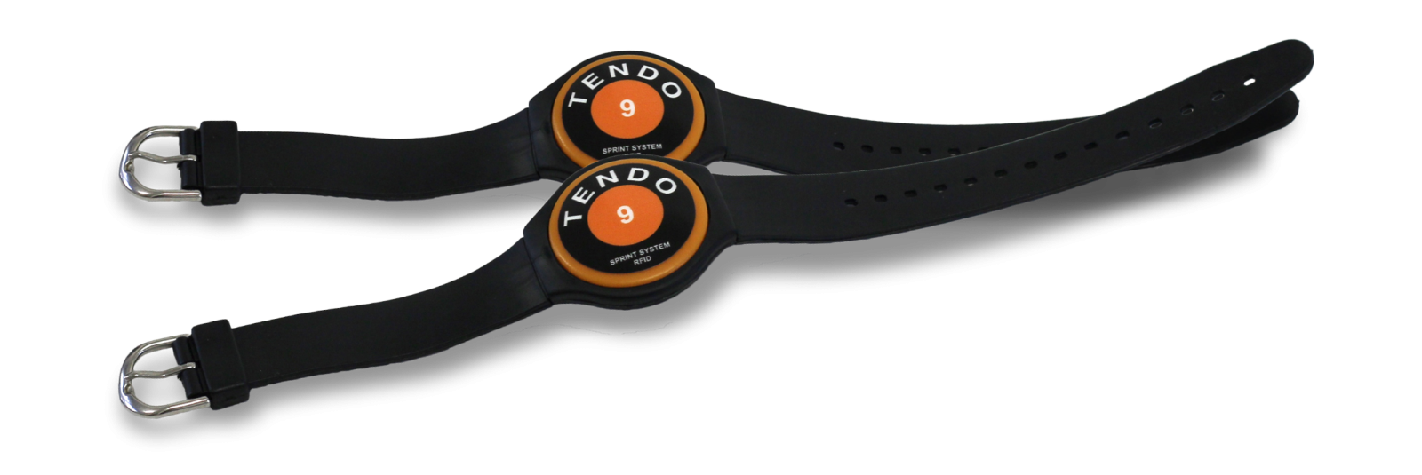 Two Tendo Sprint System RFID wrist bands for automatic recognition of athletes in training and testing by Tendo Sport