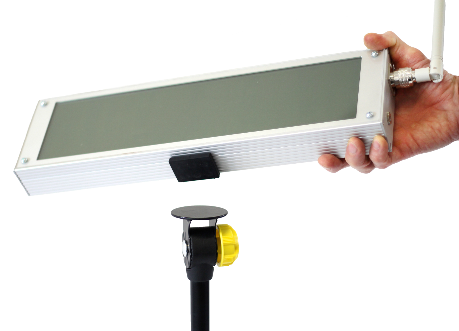 Tendo Sprint System, the timing system external display by Tendo Sport being attached via magnet to a tripod
