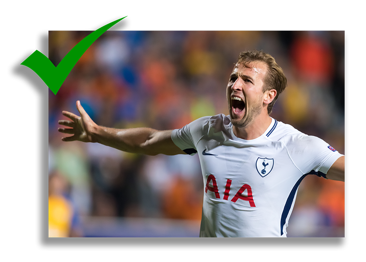 happy athlete Football player Harry Kane being showing happiness after scoring a goal - Tendo Sport