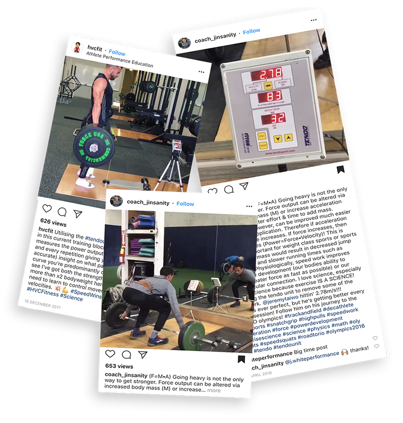 Some Instagram posts showing how our customers use their Tendo Units in their everyday training over the years