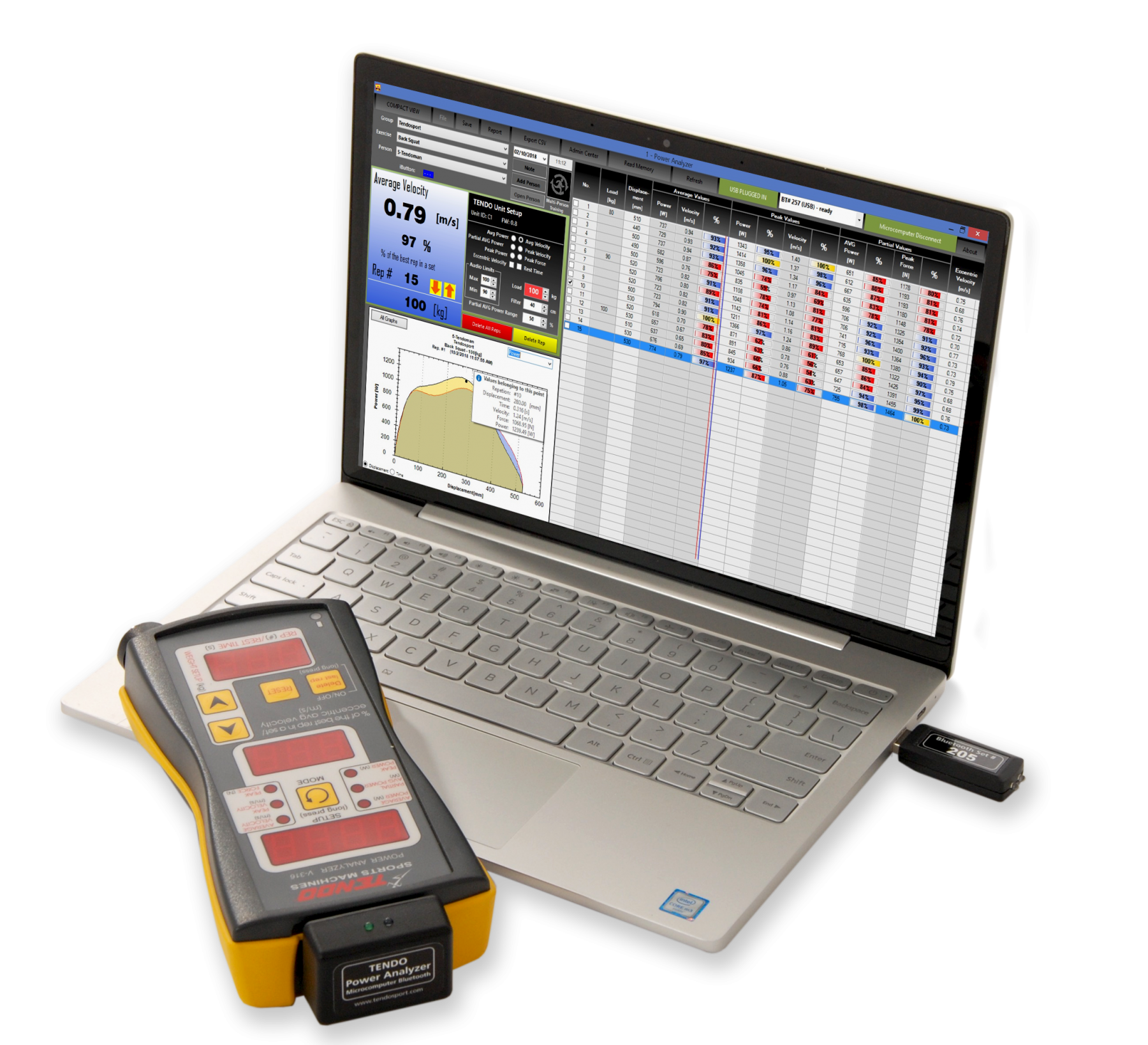 Laptop with Tendo Unit wirelessly connected via Tendo bluetooth set Laptop with Tendo Unit wirelessly connected via Tendo bluetooth set
