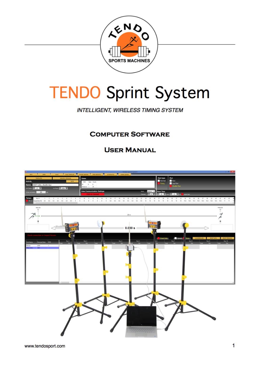 Tendo Sprint System, the timing system software manual Tendo Sprint System, the timing system software manual cover