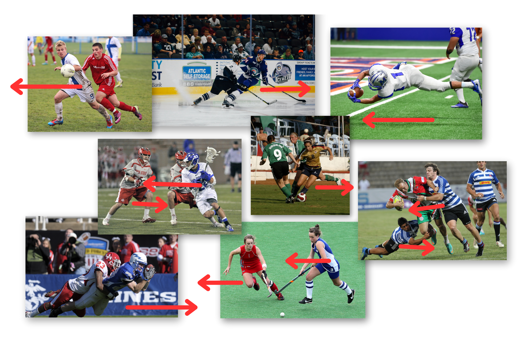 Horizontal force and movements of athletes in various sports