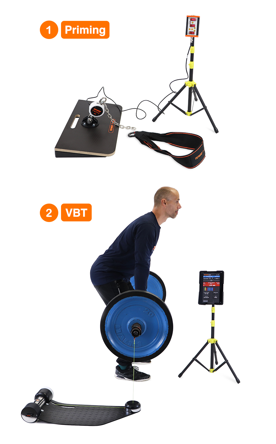 Tendo Force Priming + Tendo Unit VBT Training sequence demonstrating how Priming with Tendo Force can be incorporated to velocity based training as a first step assessment before VBT