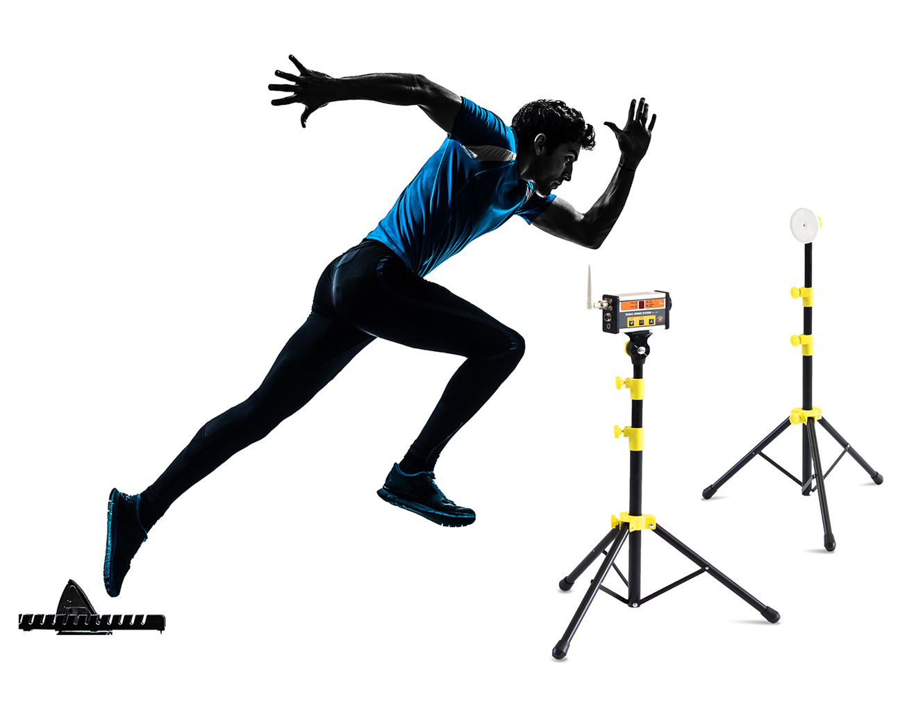 Athlete uses flying start to cross the Tendo Sprint System start timing gate