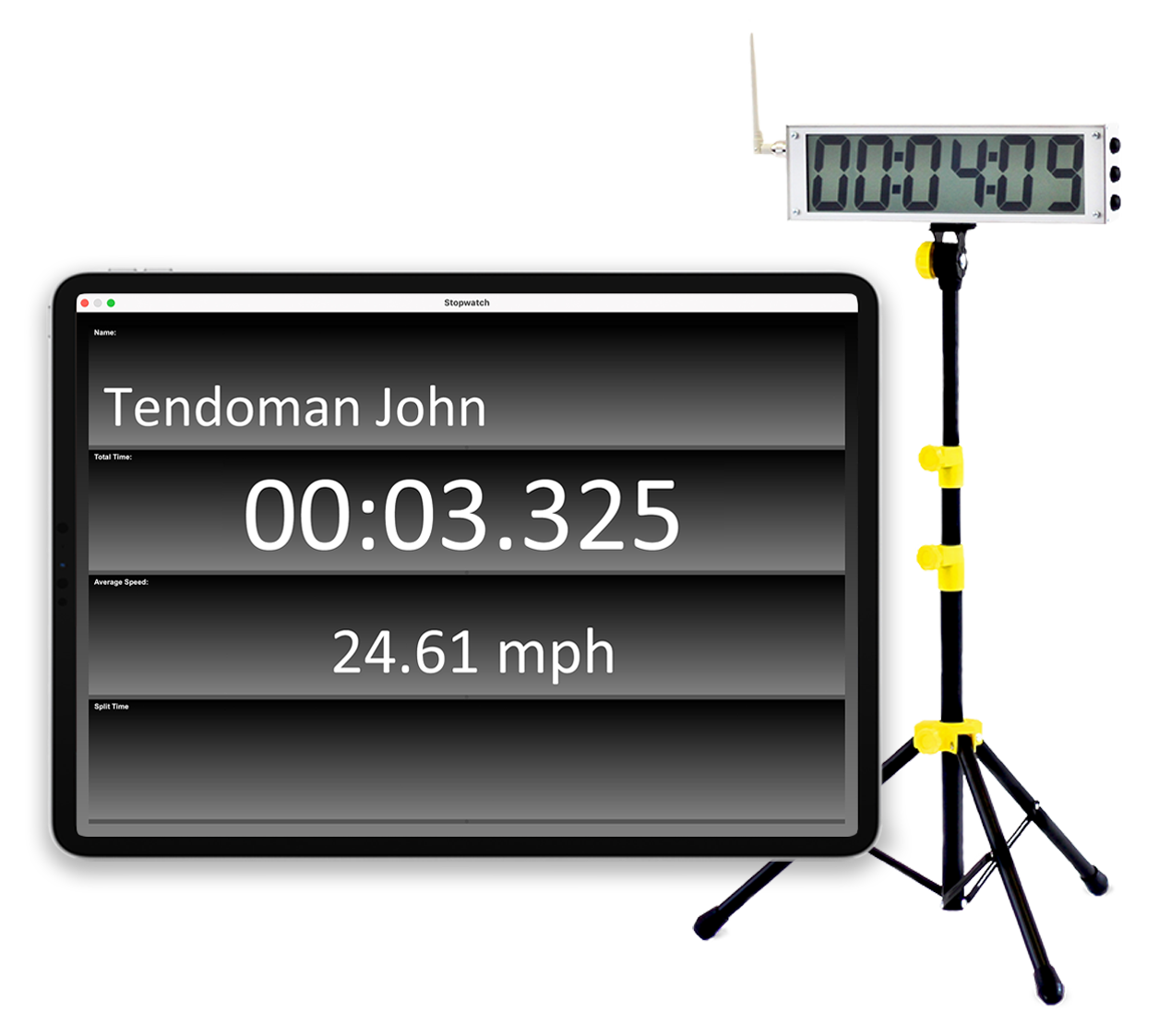 Tendo Sprint System real-time feedback displayed via in-app/software window or external Tendo Sprint System Display Board